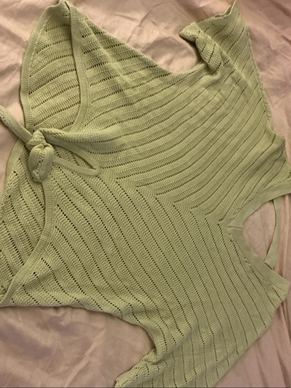 Maurices Light Green Knit Tie-Front Crop Top
